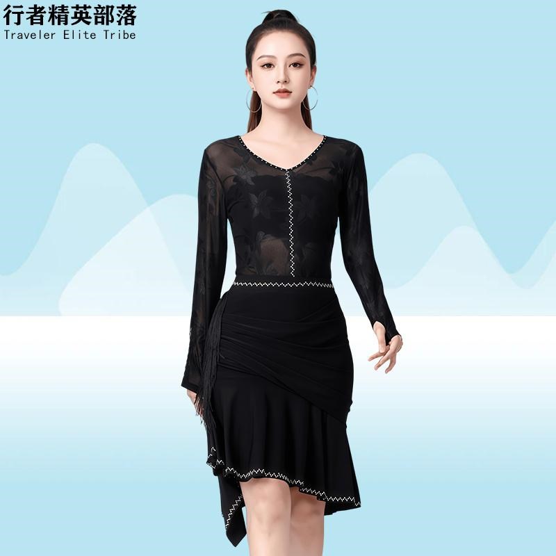 时尚新款拉丁舞练功服女士成人连体上衣国标交谊舞衣吉特巴舞蹈服
