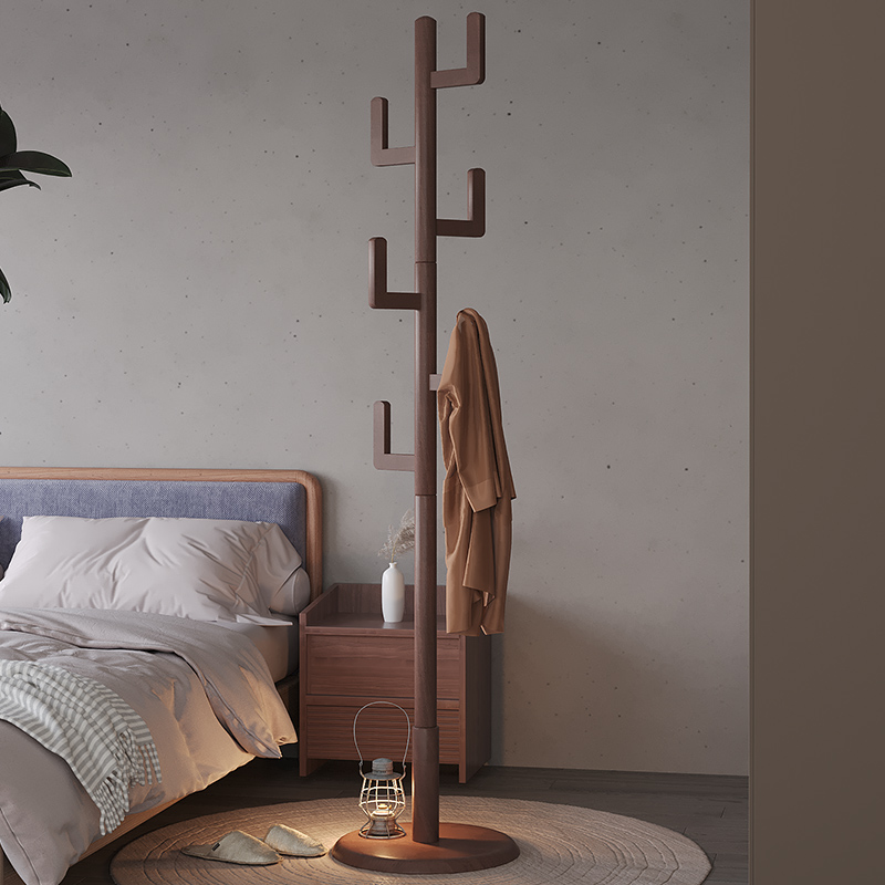 实木挂衣架落地卧室家用新中式衣帽架网红衣架简易立式单杆挂包架