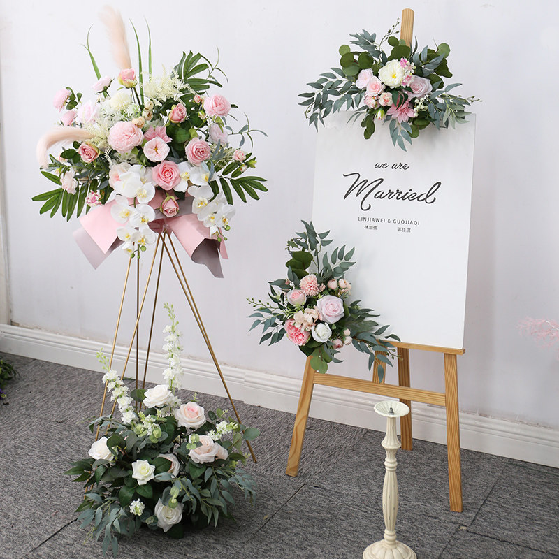 粉色玫瑰花仿真花艺装饰店庆开业花篮花球水牌迎宾花三脚架子花卉,节庆用品/礼品,婚庆绢花,淘宝优惠券,粉丝福利购,淘宝优惠卷