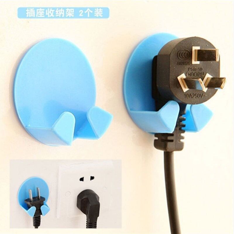 强力无痕粘贴式电器插头挂钩创意插座塑料收纳架电源插座插头粘钩