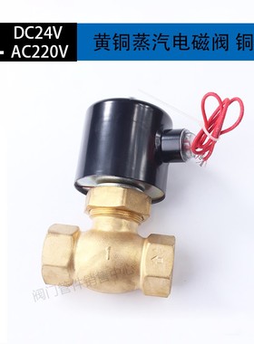 2LUS铜线圈黄铜蒸汽电磁阀DC24VAC220V活塞反冲式高温高压蒸汽阀