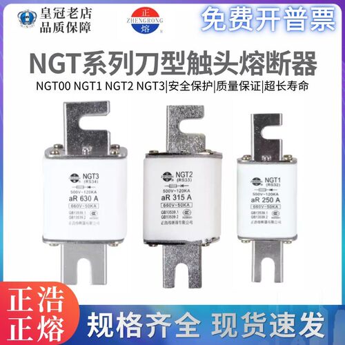 正浩正熔陶瓷保险管 NGT00 NGT1 NGT2 NGT3 63A100A250A熔断器芯