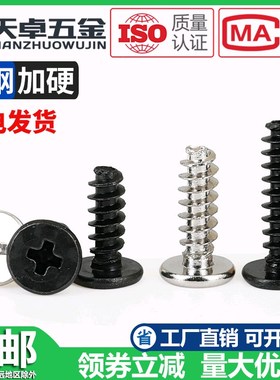 CB黑色镀镍十字扁平头平尾自攻螺丝钉薄大平头M1.2M1.4M2.3M2.6M3