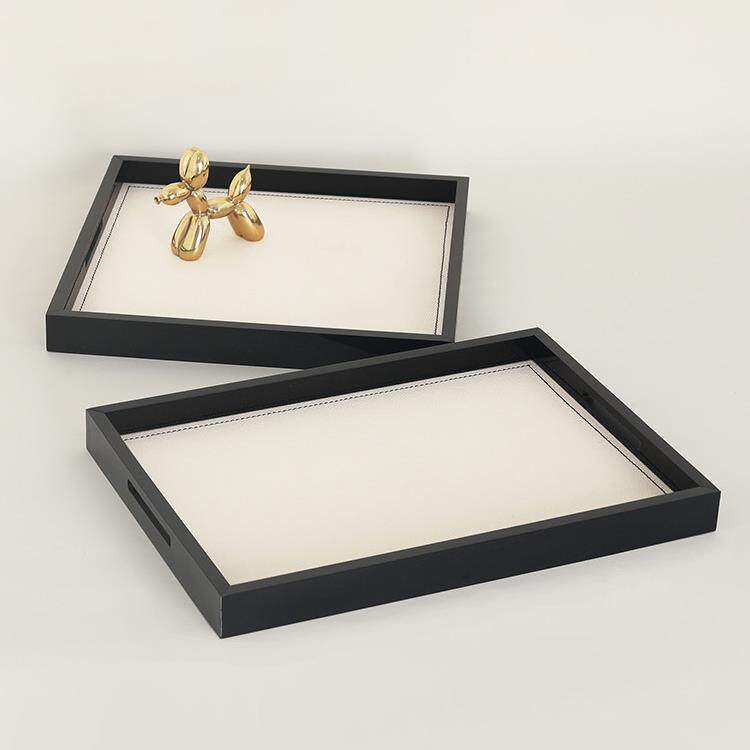 托盘皮质轻奢风香薰商务高级感客厅桌面玄关钥匙化妆品收纳置物盘