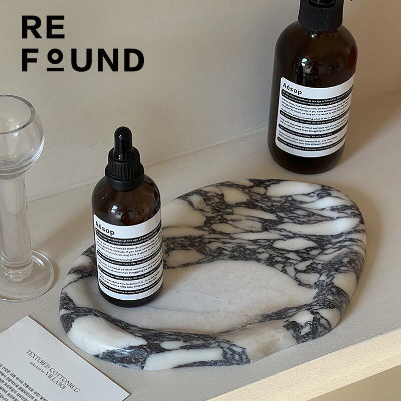 Fn网红宝格丽大理石香薰托盘置物装饰摆件 轻奢风高级ns风