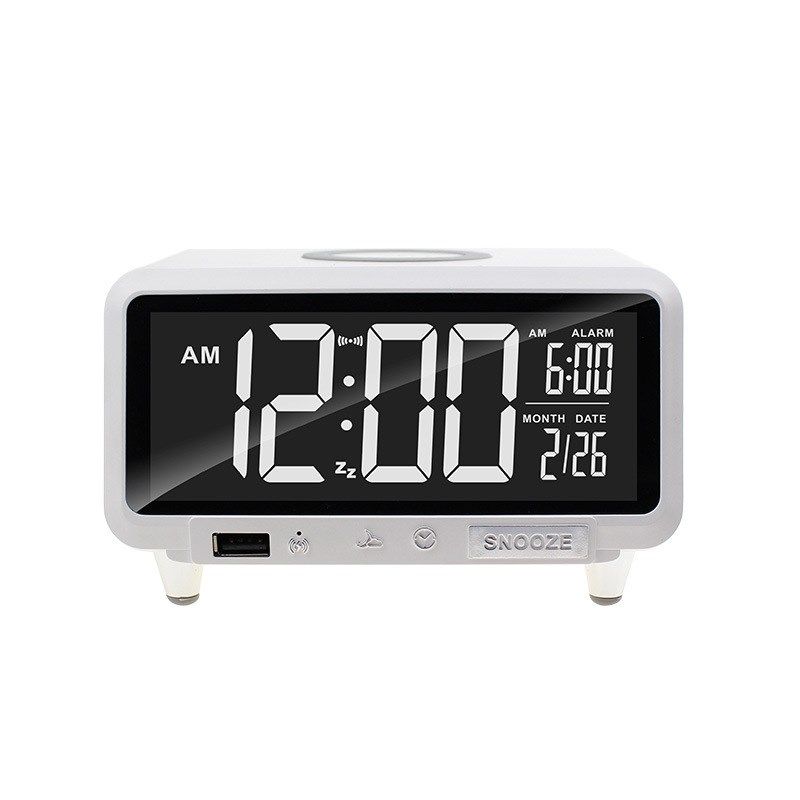 新款无线充时钟  实用型家用时钟闹钟小无线充