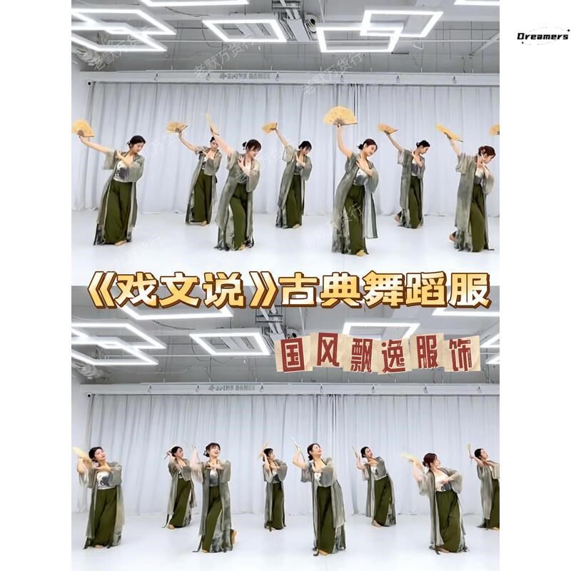 戏文说舞蹈服古典舞仙气飘逸纱衣中长款练功演出服外披表演服厂家