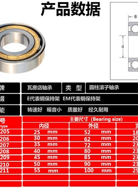 正品鲁泰轴承N2205 N2206 N2207 N2208 N2209 N2210 N2211EM