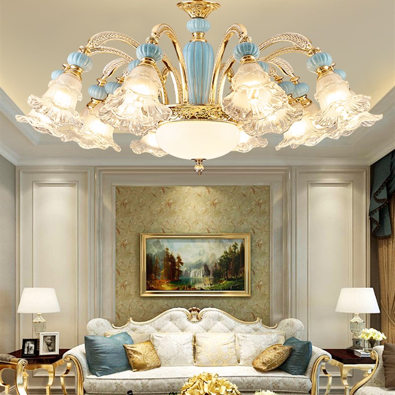 欧式吊灯陶瓷客厅灯朝下2024年新款现代简约大气家用卧室餐厅灯具