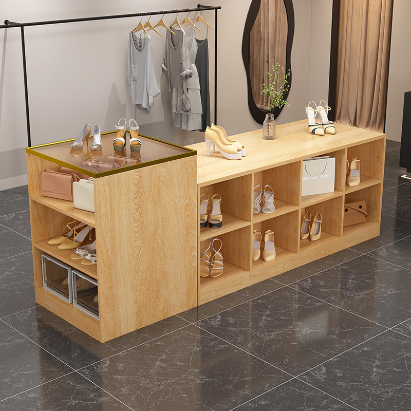 简约玻璃面服装店中岛桌展示柜台女装店铺中间陈列流水台展示