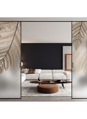 绿色植物芭蕉叶办公室窗户浴室移门透光不透明定制磨砂玻璃贴纸膜