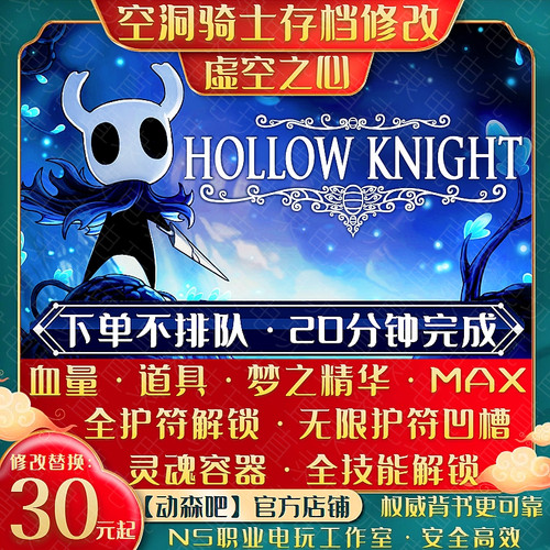 NSswitch空洞骑士存档修改PC道具吉欧技能全护符凹槽血灵魂精华