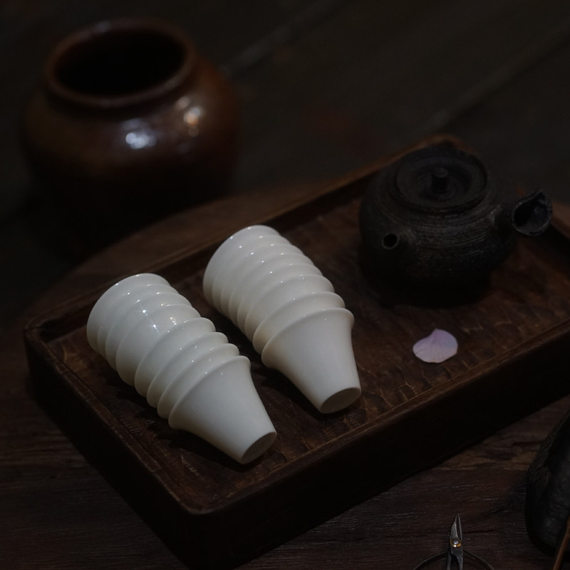木杯德化手瓷仿古杯薄胎小马蹄杯茶杯白作手工功夫茶昔小容量