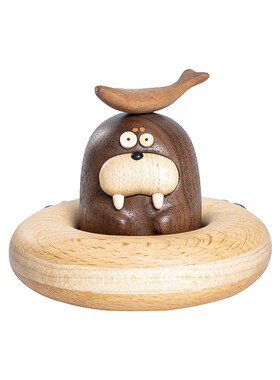 原上城木实可爱嘟载号码牌设计摆件海象嘟车礼物