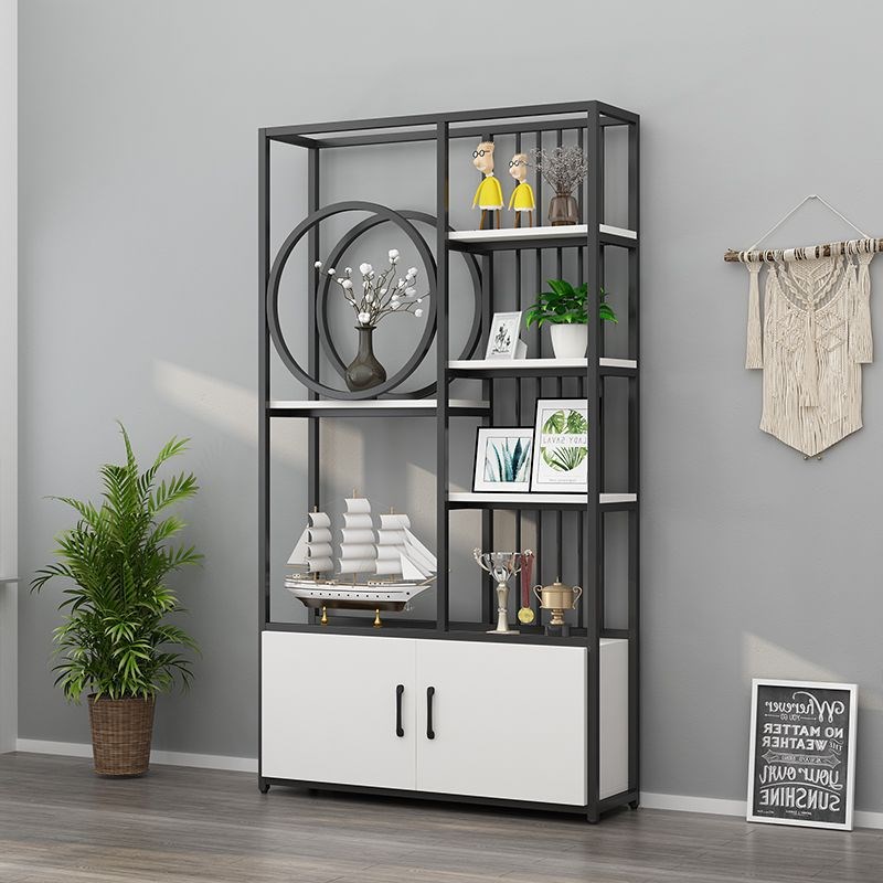 铁艺镂空隔断新款玄关屏风书架装饰柜落地多层展示