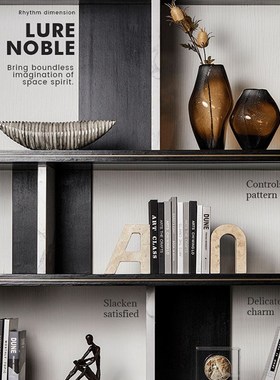 档家居花书柜组合轻奢博古架样板间装饰品摆件公室书房软装