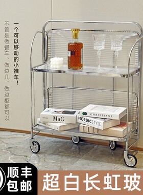 阿拉HOE中古小推车玻璃折叠移动网红ns餐车沙发边几茶几