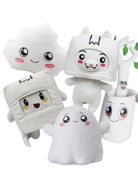 纸盒小人夜光款lankybox纸箱头套猫咪岩石可脱毛绒公仔玩具娃娃