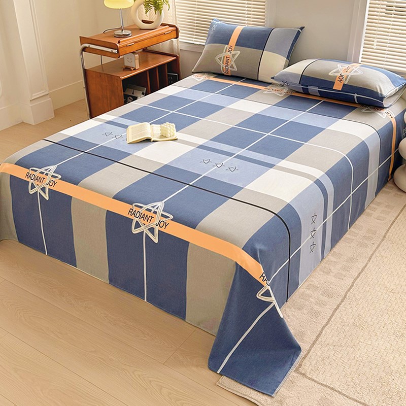 水洗棉床单件学生宿舍单人双人家用被单枕套三件套加厚磨毛炕单