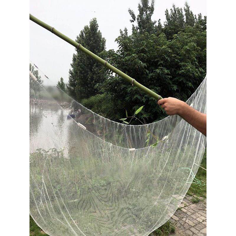 钓鱼月网挑网老式鱼网夹网竹竿网竹竿轻量级尼龙线小眼睛白色