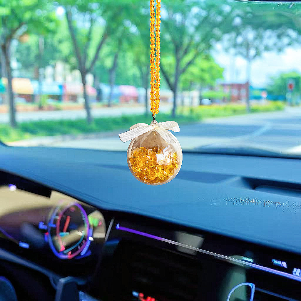 极简风〈精灵球〉新款吊球金水晶元宝招财汽车挂饰挂件车内装饰品