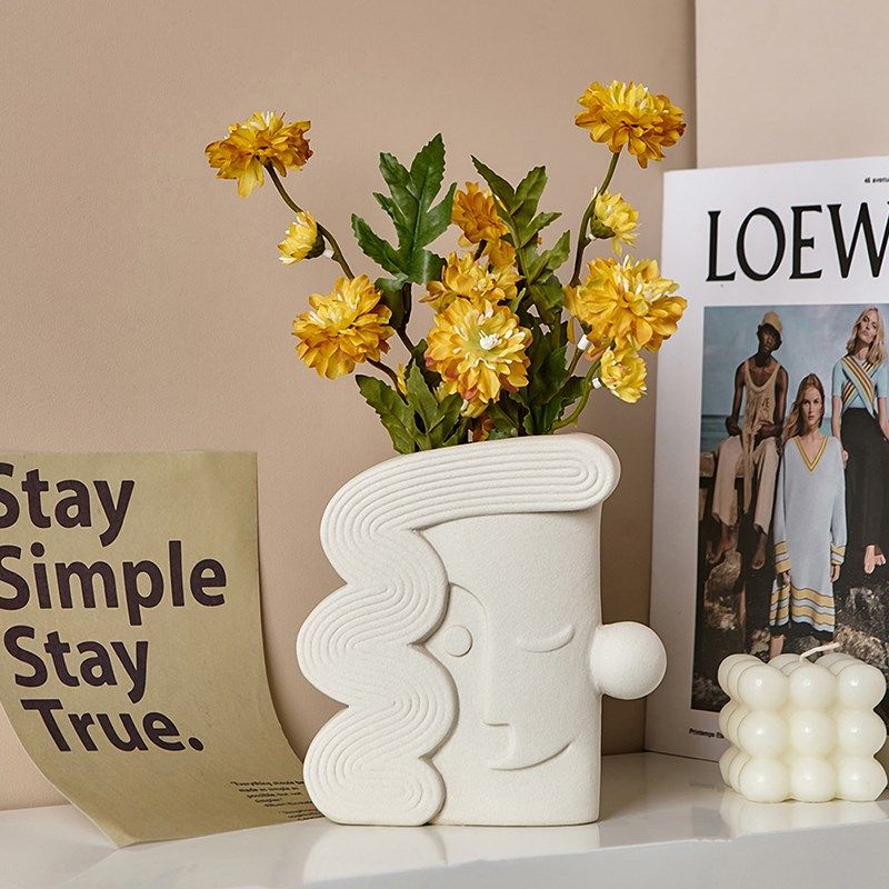 现抽象艺术陶瓷花瓶摆件客厅插花仿真花电视柜餐桌玄关家居饰品,家居饰品,花瓶,淘宝优惠券,粉丝福利购,淘宝优惠卷