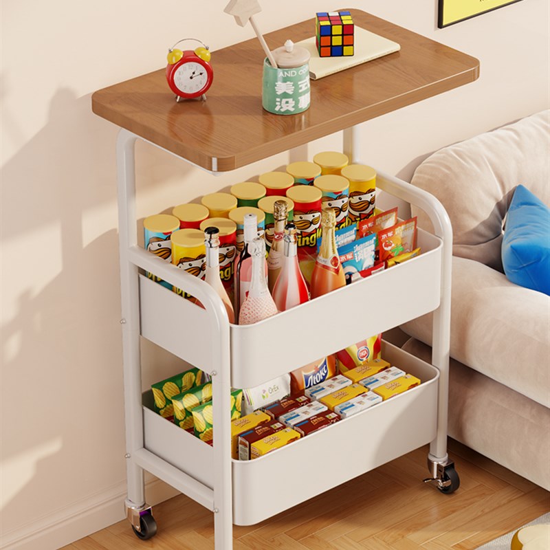 中古可移动小推车收纳床头柜客厅沙发边几茶几零食收纳架子