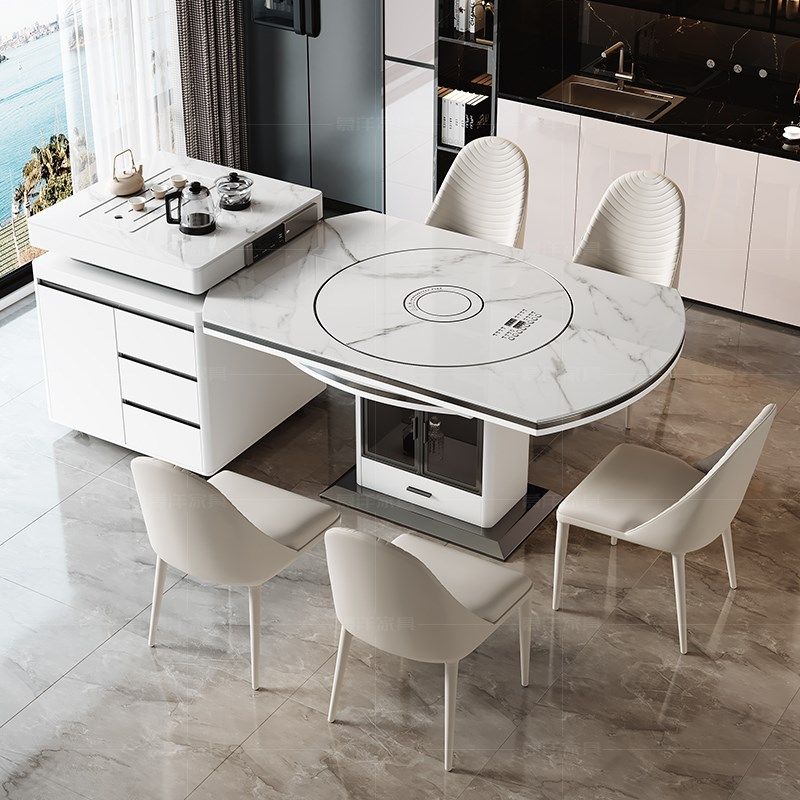 岩板岛台餐桌一体轻奢家用小户型多功能带炉伸缩方圆两用饭桌,住宅家具,岛台餐桌,淘宝优惠券,粉丝福利购,淘宝优惠卷
