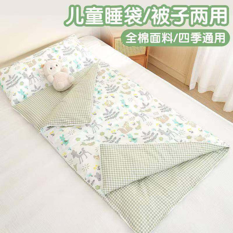 A类双面纯棉睡袋儿童秋中大童宝宝睡觉防踢被子神器冬季2025新款