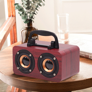木质无线蓝牙音响 手机低音炮迷你插卡U盘便携小钢炮 FM篮芽音箱