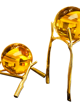 招财黄色水晶球摆件家居客厅电视柜酒柜书房办公室桌面装饰品