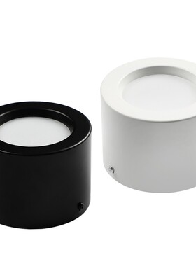 明装筒灯led圆形天花灯过道灯走廊12W18W客厅黑色免开孔明装射灯