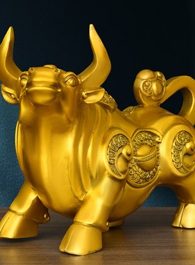 铜牛摆件金钱牛铜牛纯黄铜生肖牛华尔街牛办公室桌客厅装饰工艺品