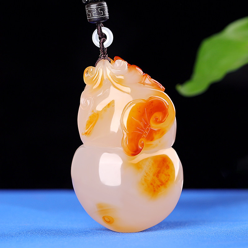 玉髓葫芦手把件玛瑙原石俏色福禄如意把玩件男士玉石文玩手玩件