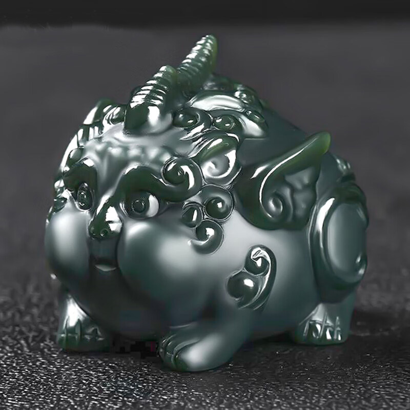 和田玉青玉细料貔貅手把件茶宠吞金兽玉石玉器男款皮休把玩件摆件