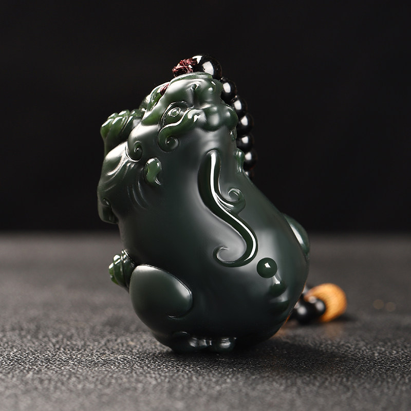 和田玉塔青貔貅手把件新疆细料青玉貔貅玉石把玩件男女玉器手把件