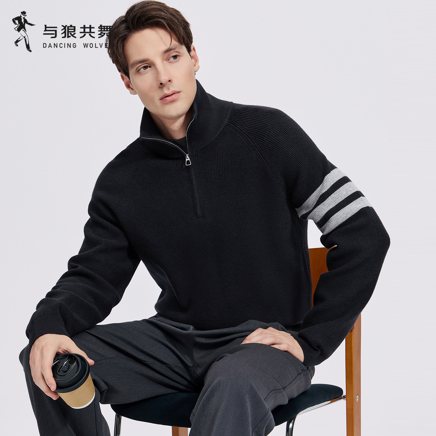 【撞色条纹】与狼共舞拉链