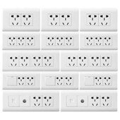 118型开关插座三位三开五孔插座墙壁暗装 长方形面板 5孔带开关老式