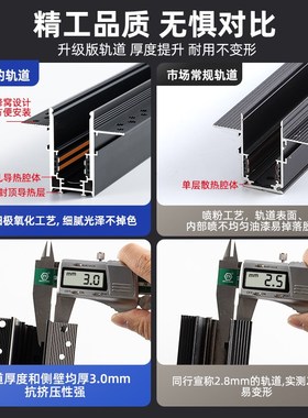 磁吸轨道灯加厚3.0家用客厅led射灯暗装线行灯全光谱嵌入式无主灯