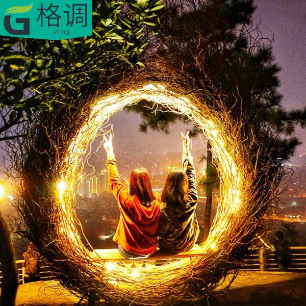 巴厘岛网红鸟巢秋千户外拍照景区民宿婚纱摄影秋千椅藤制悬挂吊椅
