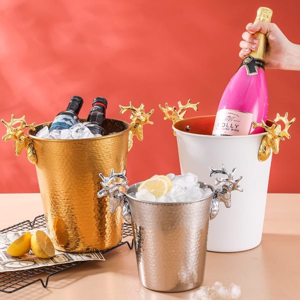 创意香槟桶冰桶商用桶酒吧啤酒桶冰粒大容量角不锈钢冰块桶鹿KTV