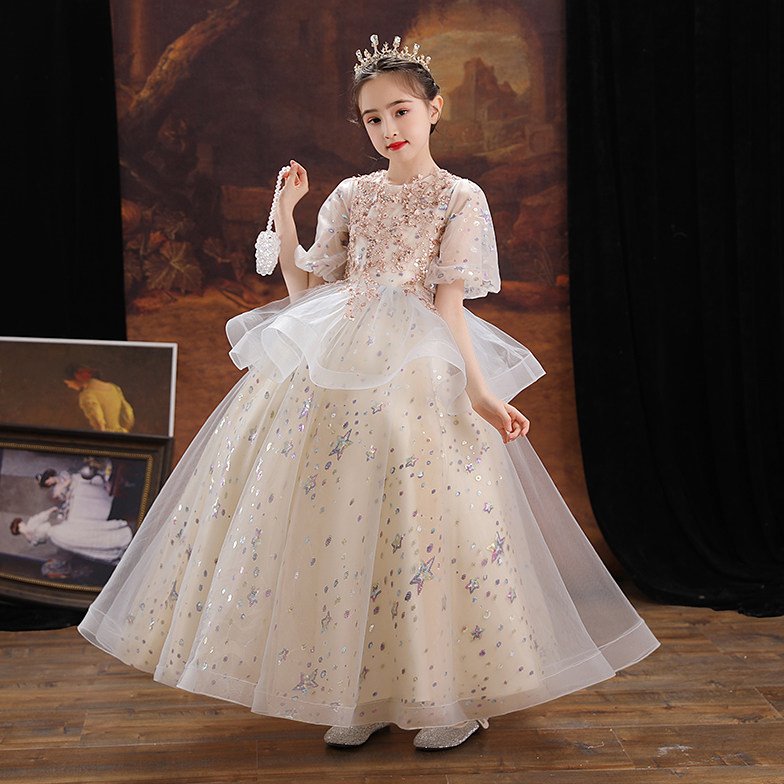 儿童晚礼服女童公主裙蓬蓬小孩花童生日婚纱钢琴演奏走秀洋气高端