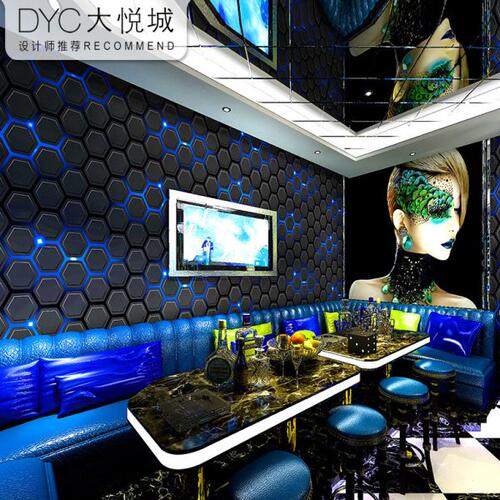 ktv壁纸 闪光墙布3d立体反光专用酒吧发光几何科幻科技感背景墙纸