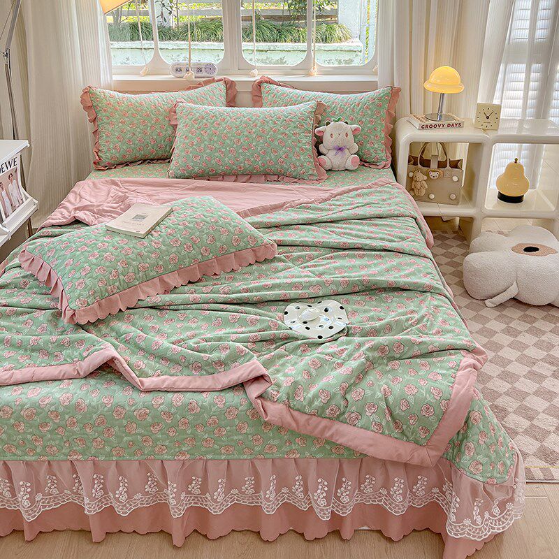 韩版泡泡棉夏被床盖四件套夏凉被全棉床罩可机洗空调被薄被子,床上用品,隔脏床品,淘宝优惠券,粉丝福利购,淘宝优惠卷