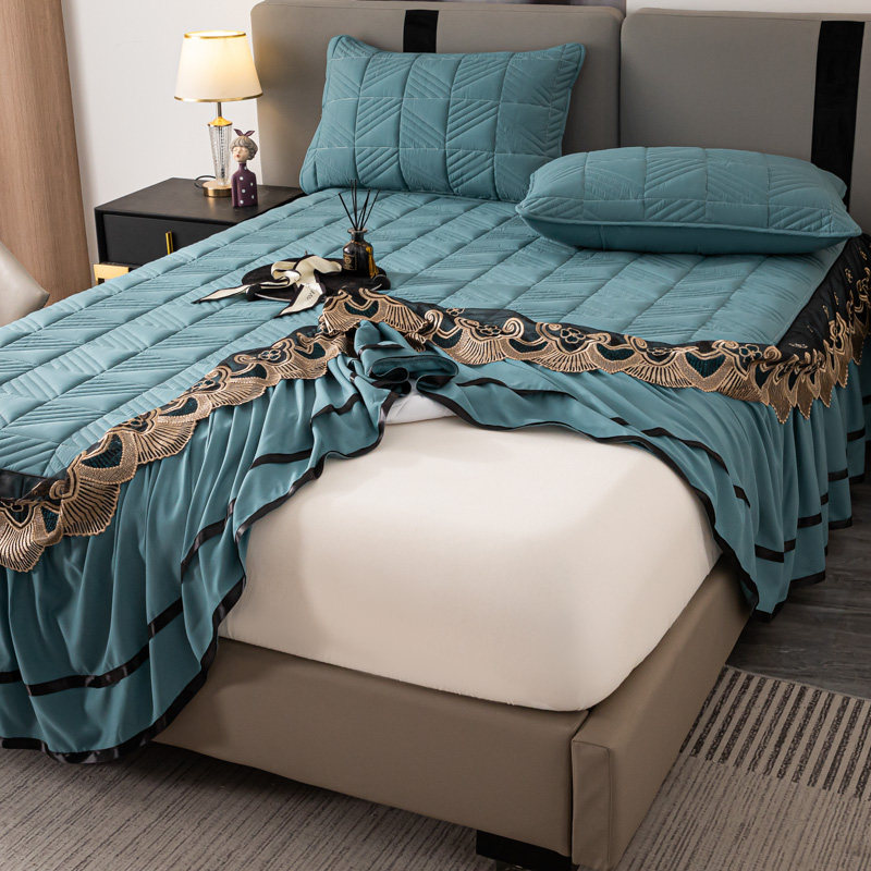 加厚夹棉床裙单件床罩防尘全棉床套防滑床笠1.51.8米裙边蕾丝,床上用品,床裙,淘宝优惠券,粉丝福利购,淘宝优惠卷