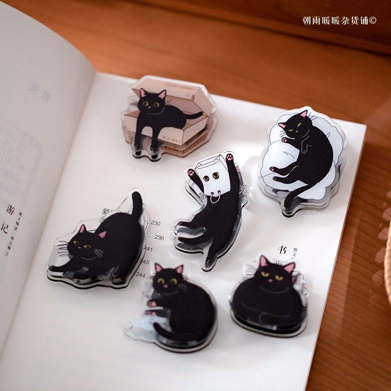 朝雨 黑猫亚克力便签夹高颜值照片夹手帐夹多功能票据夹零食夹子,文具电教/文化用品/商务用品,便条夹/照片夹,淘宝优惠券,粉丝福利购,淘宝优惠卷