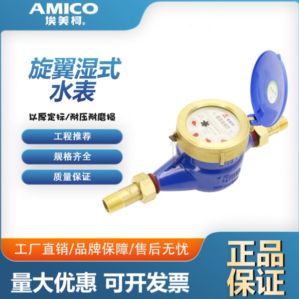 埃美柯099Q水表LXS铁壳旋翼湿式4分家用总表滴水冷水高灵敏国标表