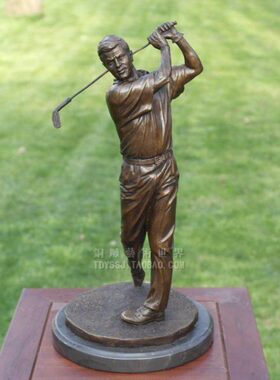高尔夫男铜雕塑体育运动客厅办公桌玄关酒柜展示架装饰礼品摆件