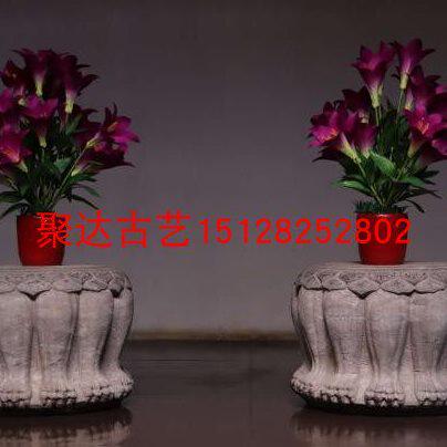 青石仿古做旧石雕莲花墩虎爪石墩柱脚石鼓柱基石柱顶石花几石头座