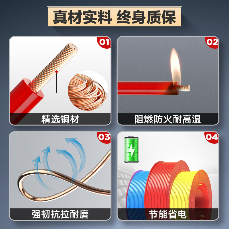 德力西电线家用多股软线电缆 1.5国标BVR2.5/4/6平方10铜芯线软线